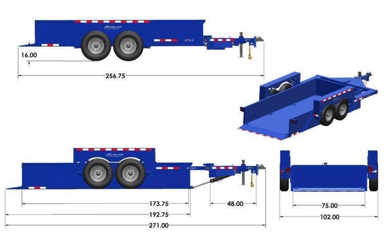 8.5'x16' Air Tow Equipment Air-Tow UT16-14 Tandem Axle Utility 6x16- Blue
