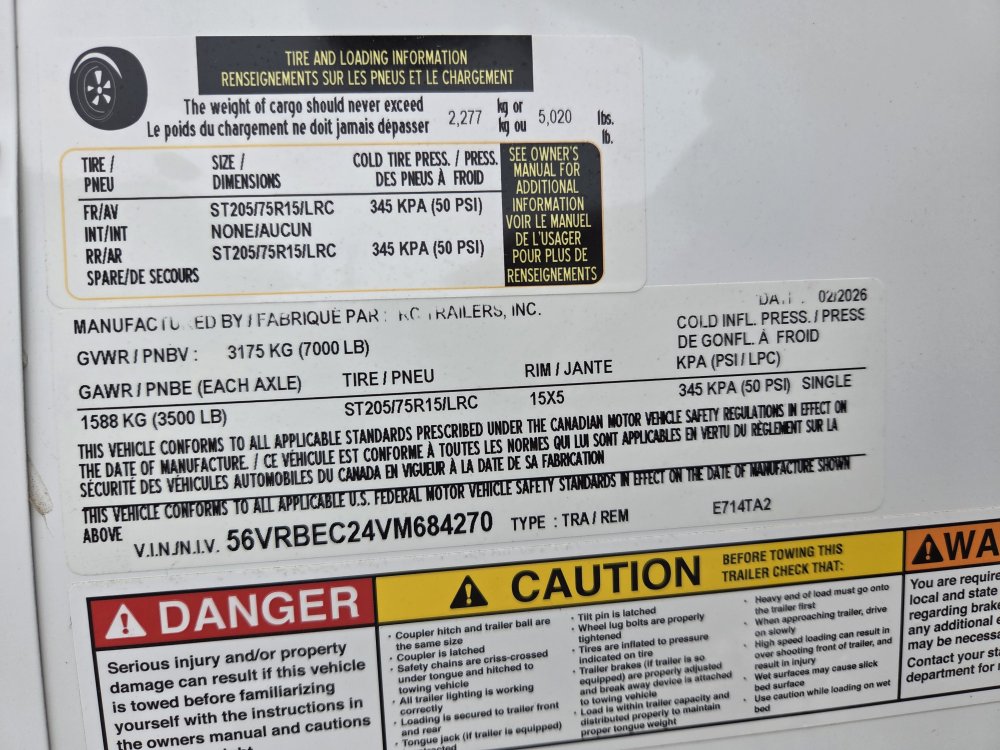 7'x14' RC Trailers Enclosed Cargo E714TA2 72"