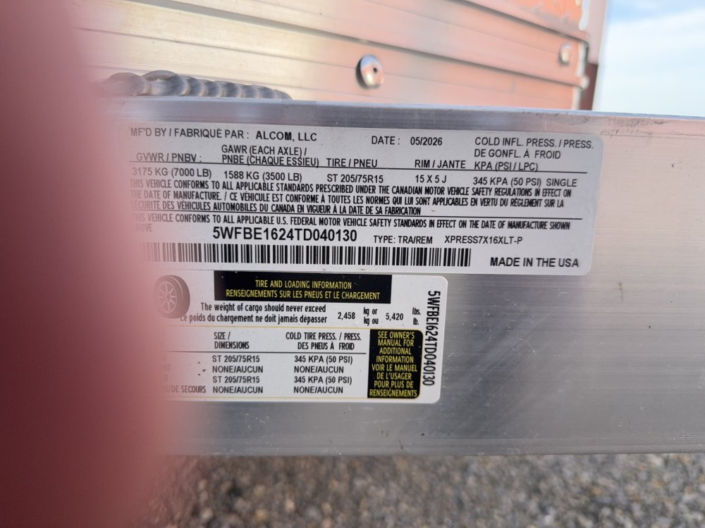 7'x16' Alcom Enclosed Cargo XPRESS 7x16-XLT 85"