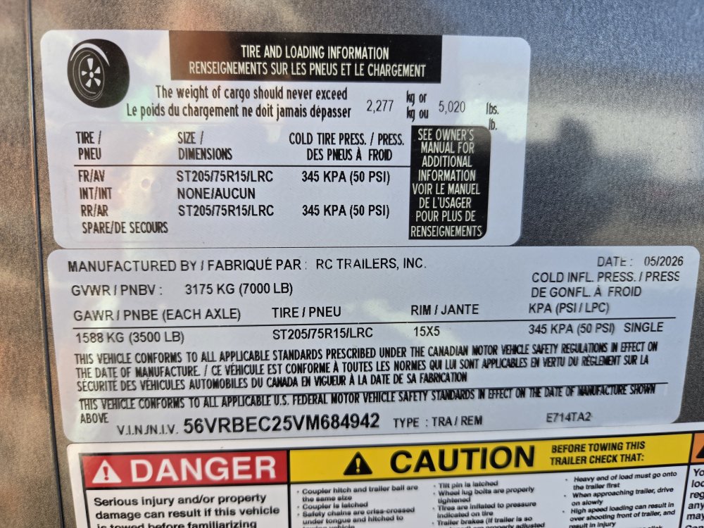 7'x14' RC Trailers Enclosed Cargo E714TA2 84"