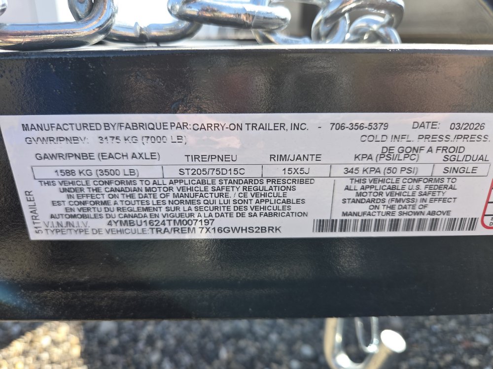 7'x16' Carry-On Utility 7X16GWHS2BRK