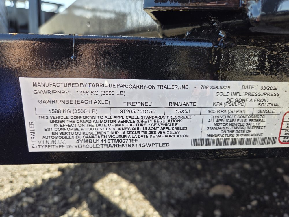 6'x14' Carry-On Utility 6X14GWPTLED