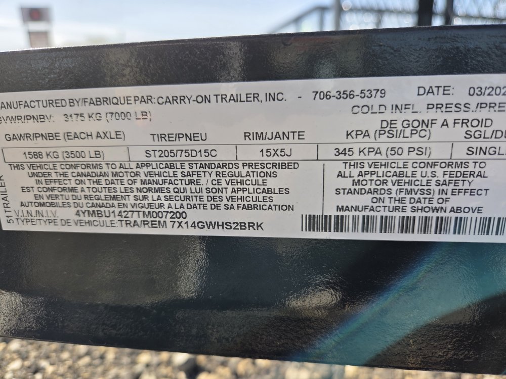 7'x14' Carry-On Utility 7X14GWHS2BRK