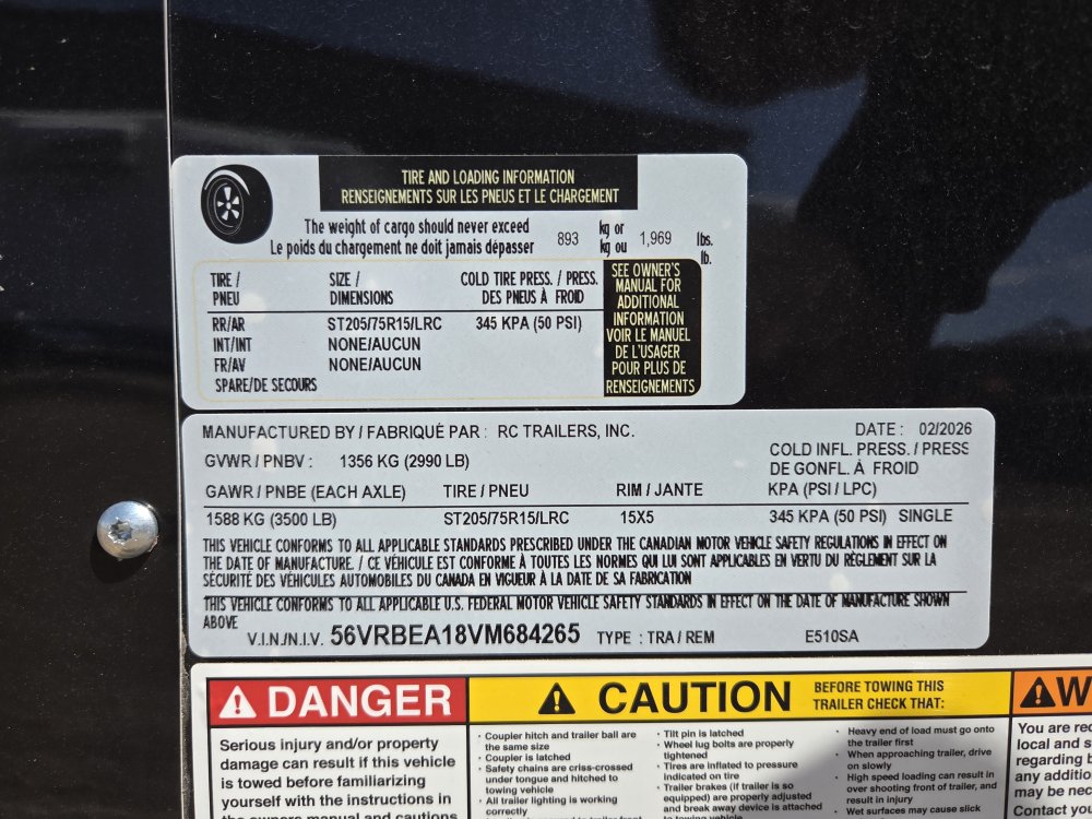 5'x10' RC Trailers Enclosed Cargo E510SA 66"