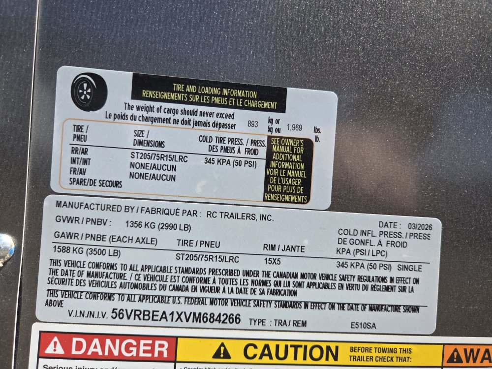 5'x10' RC Trailers Enclosed Cargo E510SA 66"