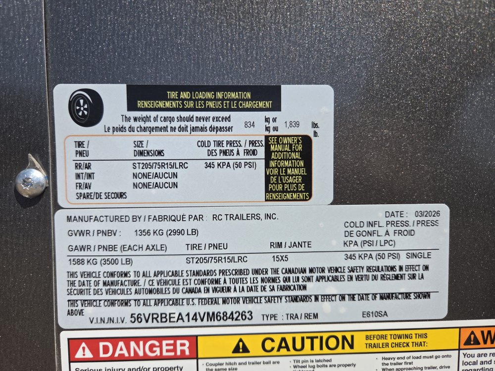 6'x10' RC Trailers Enclosed Cargo E610SA 72"