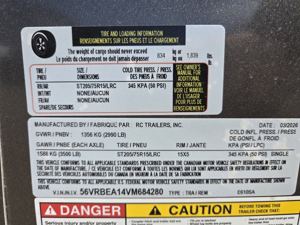 6'x10' RC Trailers Enclosed Cargo E610SA 72"