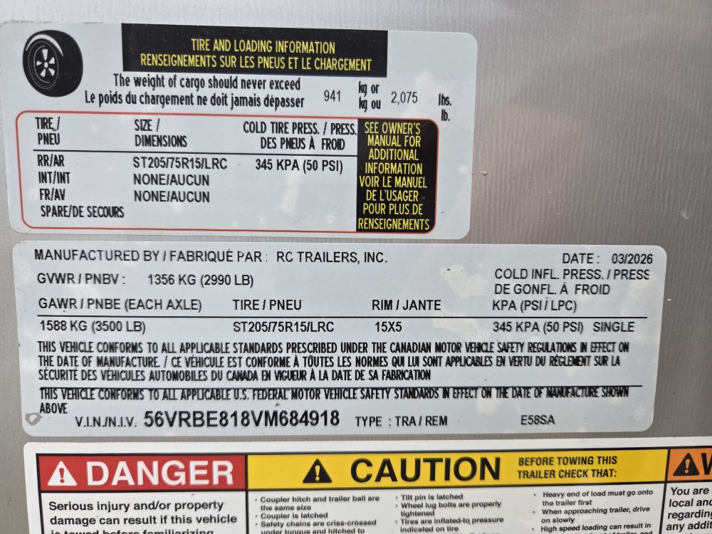 5'x8' RC Trailers Enclosed Cargo E58SA 66"