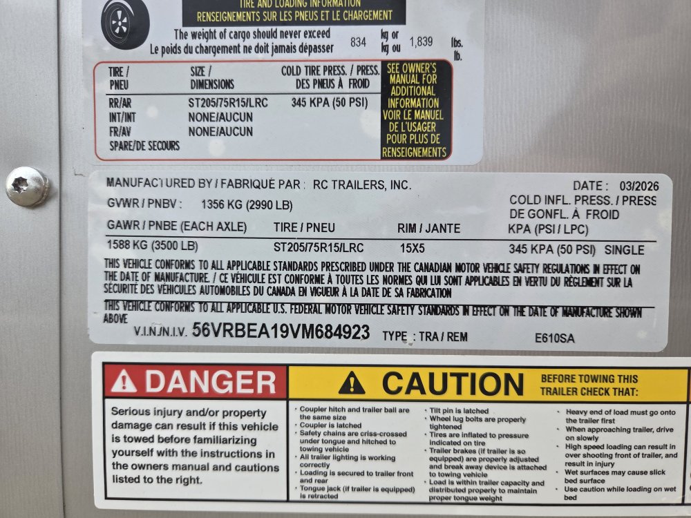 6'x10' RC Trailers Enclosed Cargo E610SA 72"