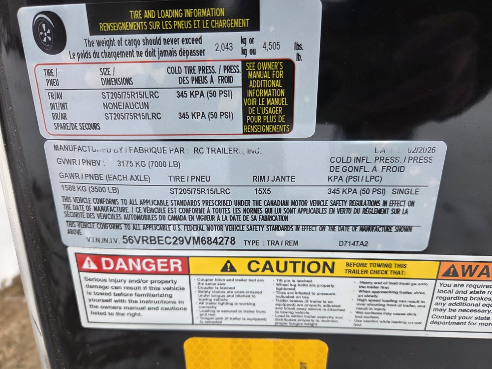 7'x14' RC Trailers Enclosed Cargo D714TA2 84"