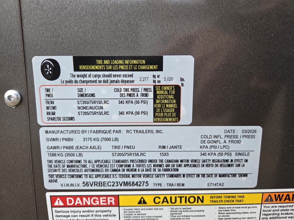 7'x14' RC Trailers Enclosed Cargo E714TA2 72"