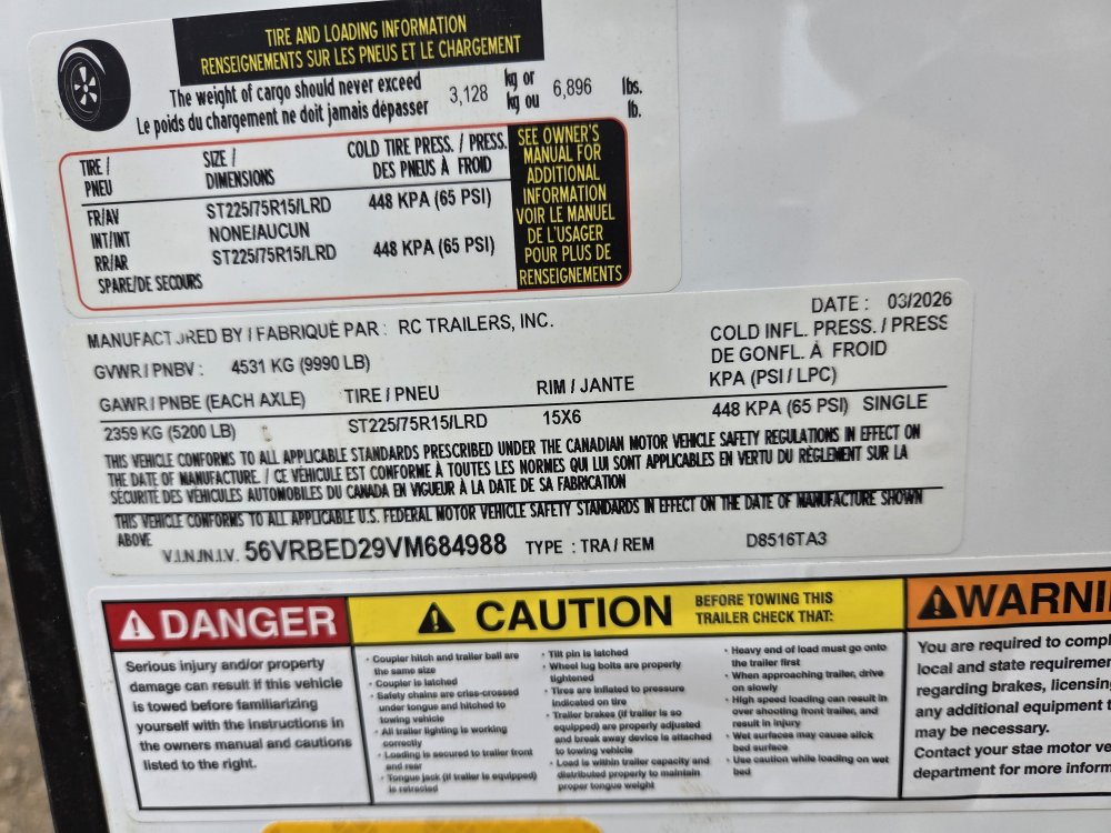 8.5'x16' RC Trailers Contractor D8516TA3 84"