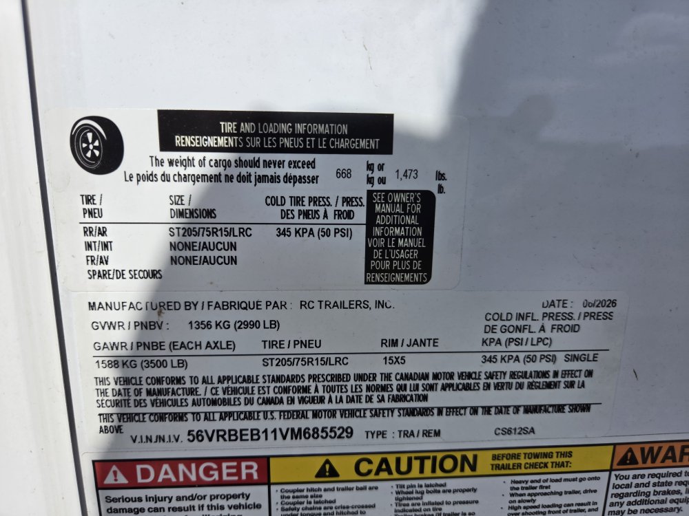 6'x12' RC Trailers Enclosed Cargo CS612SA 78"