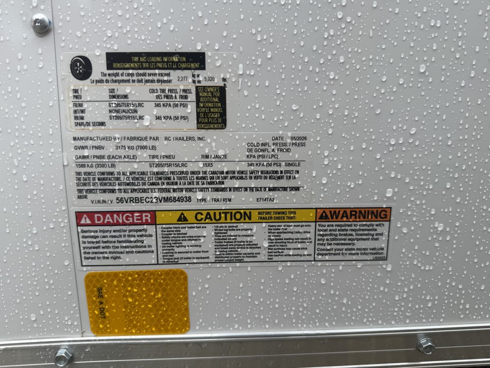 7'x14' RC Trailers Enclosed Cargo E714TA2 84"