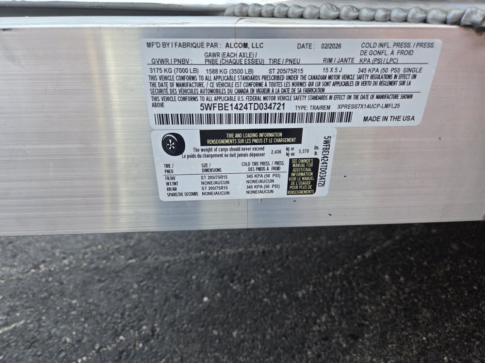 7'x14' Alcom Enclosed Cargo XPRESS7X14UCP