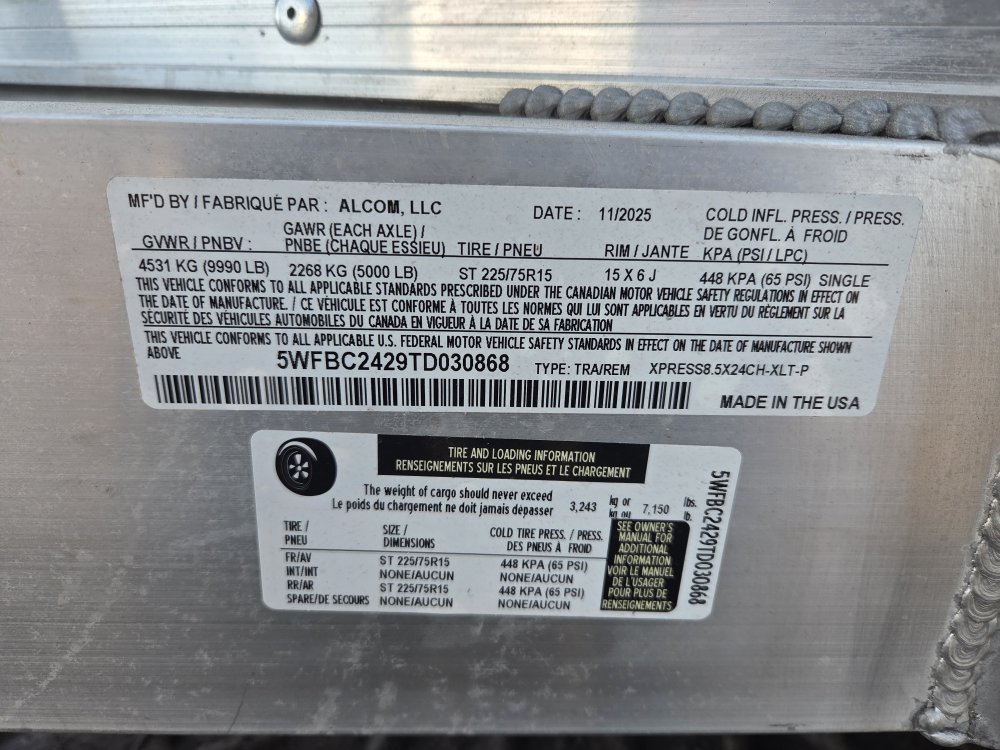 8.5'x24' Alcom Enclosed Cargo XPRESS8.5X24CH-XLT-P 82"