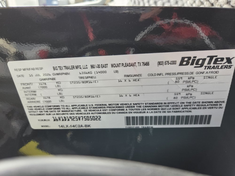 7'x14' Big Tex Dump 14LX-14 2'