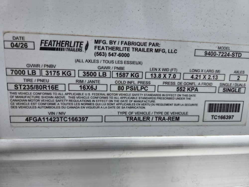 7'x13' 10" Featherlite Horse 9400 7'