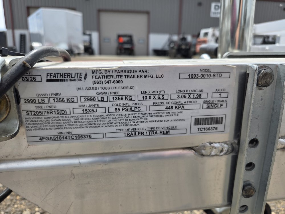 6' 6"x10' Featherlite Utility 1693