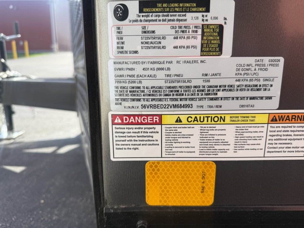 8.5'x16' RC Trailers Contractor D8516TA3 84"