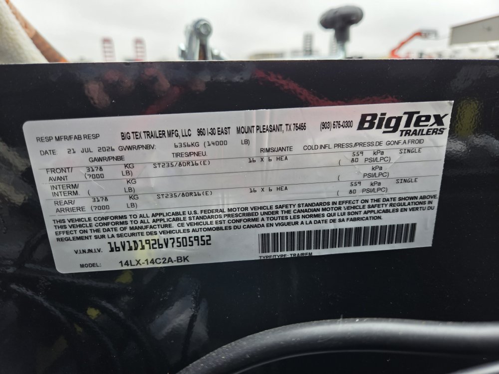 7'x14' Big Tex Dump 14LX-14 2'