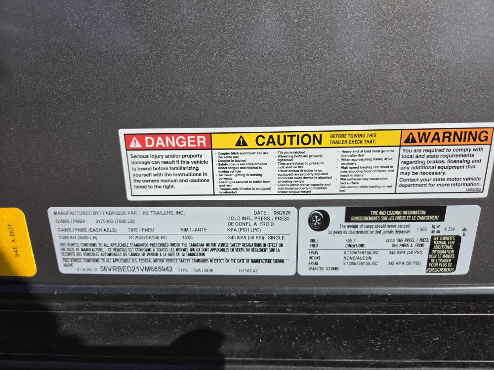 7'x16' RC Trailers Enclosed Cargo D716TA2 84"