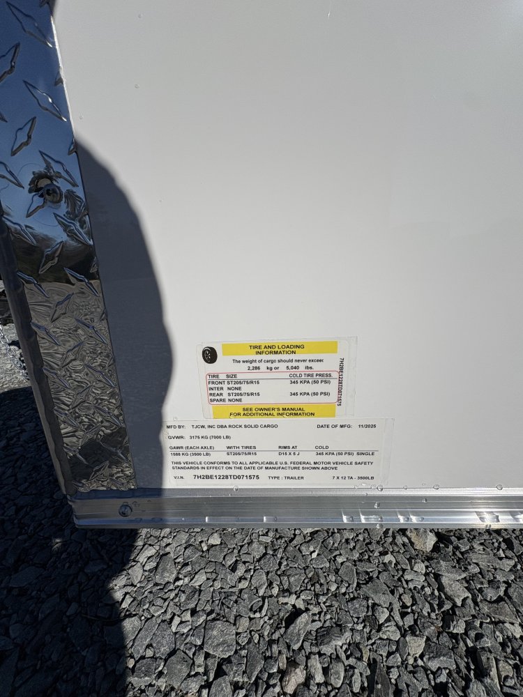 7'x12' Rock Solid Cargo Enclosed Cargo