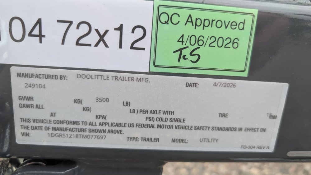 72"x12' Doolittle Utility