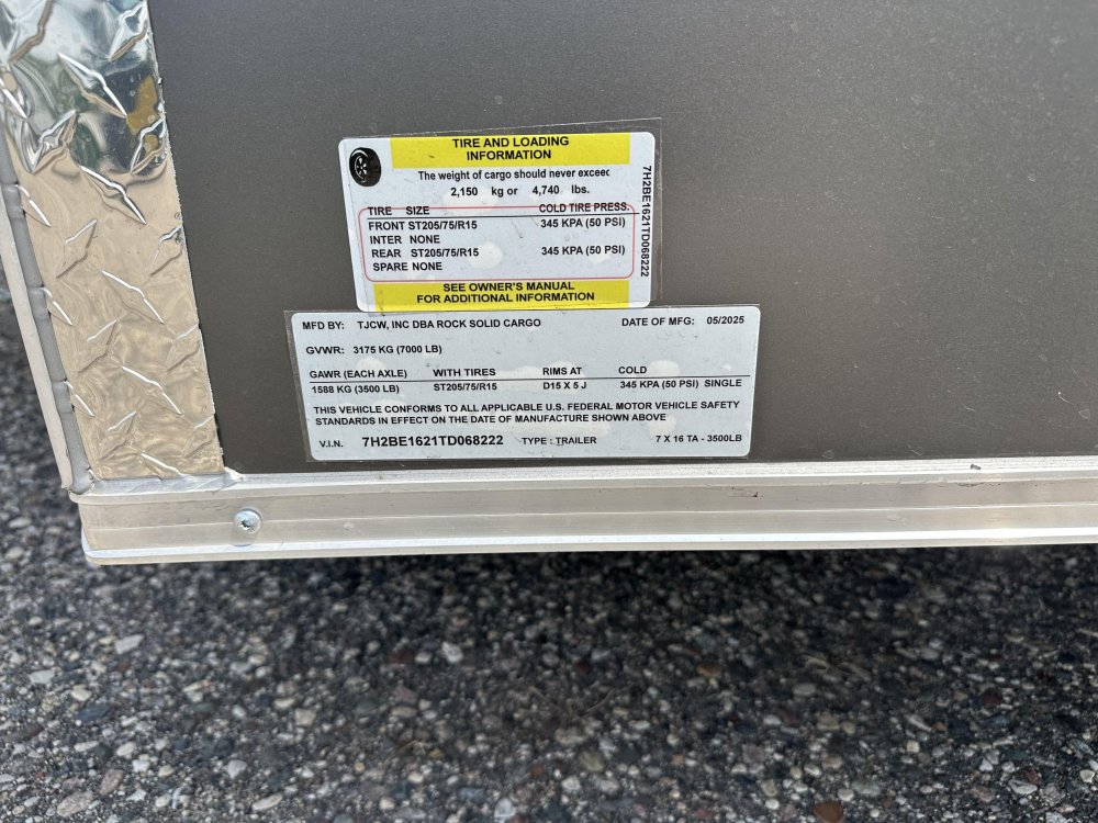 7'x16' Rock Solid Cargo Enclosed Cargo