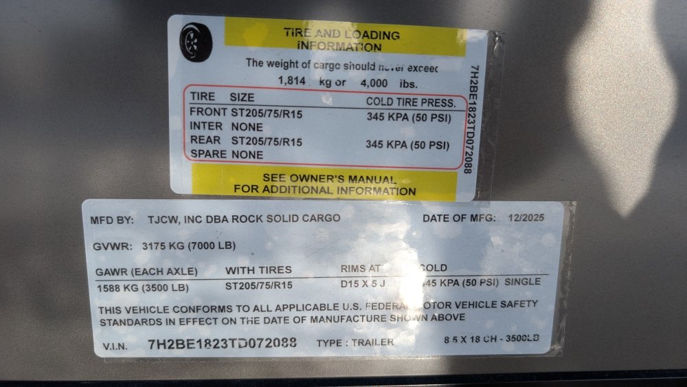 8.5'x18' Rock Solid Cargo Enclosed Cargo