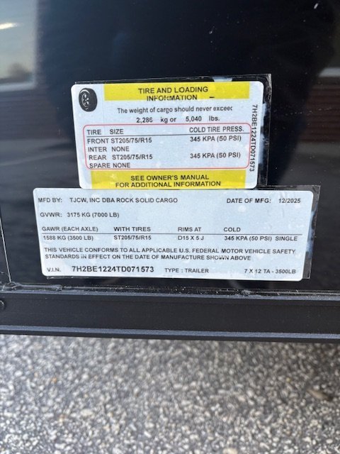 7'x12' Rock Solid Cargo Enclosed Cargo