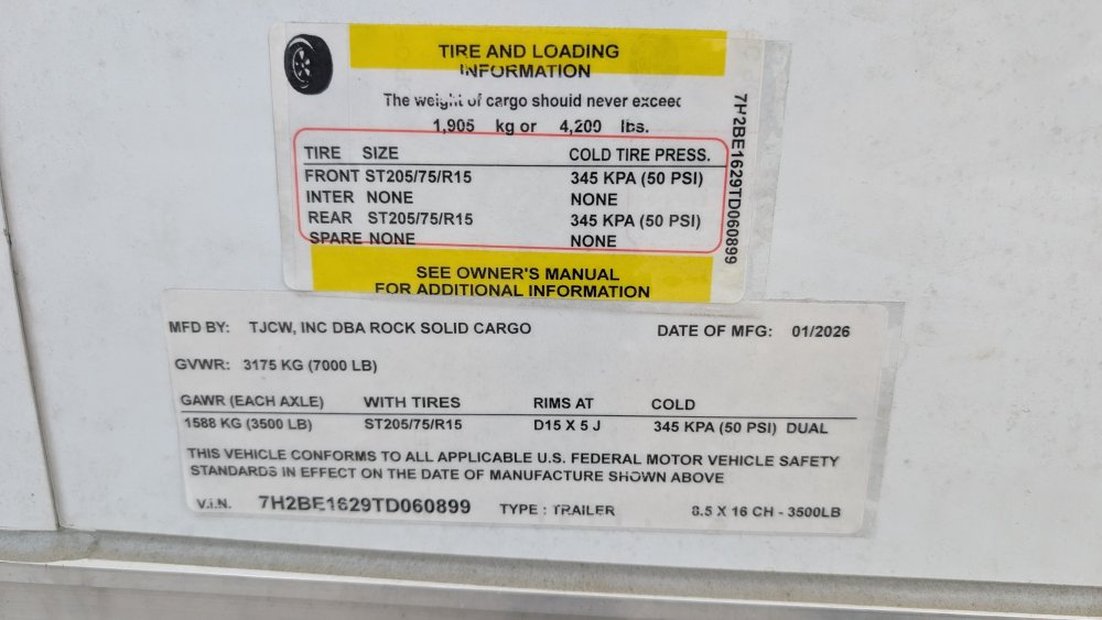 8' 6"x16' Rock Solid Cargo Enclosed Cargo