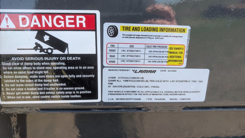 60"x10' Lamar Dump