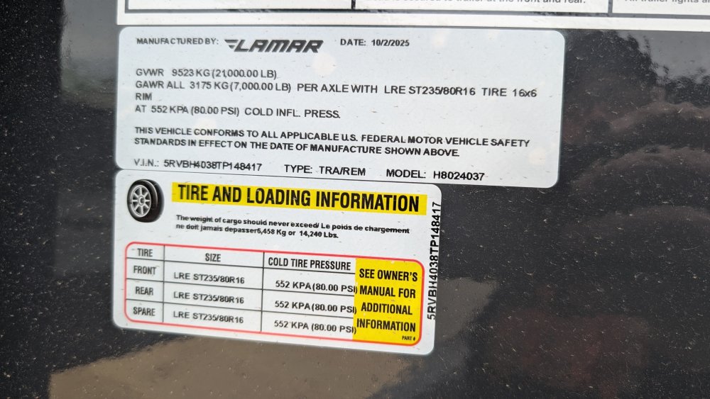 8' 6"x40' LAMAR Equipment