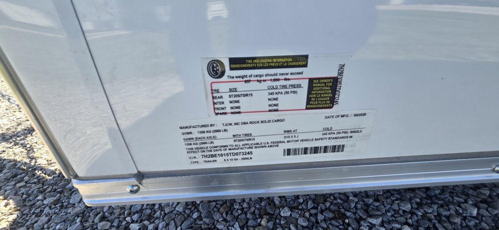 6'x12' Rock Solid Cargo Enclosed Cargo