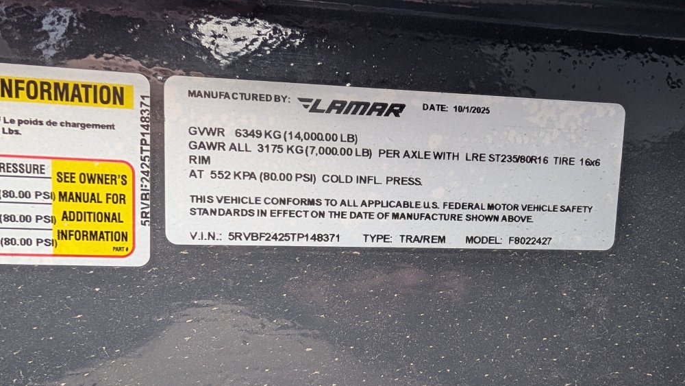 8' 6"x24' LAMAR Equipment