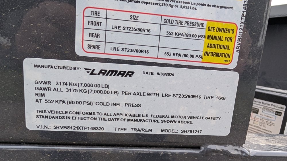 79"x12' LAMAR Equipment