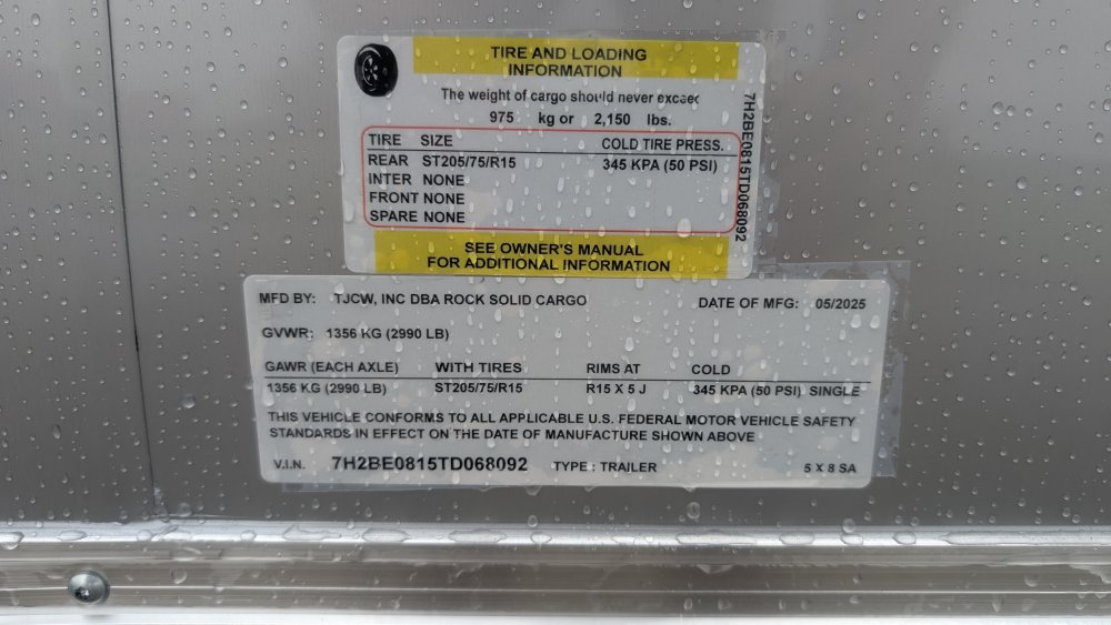 5'x8' Rock Solid Cargo Enclosed Cargo