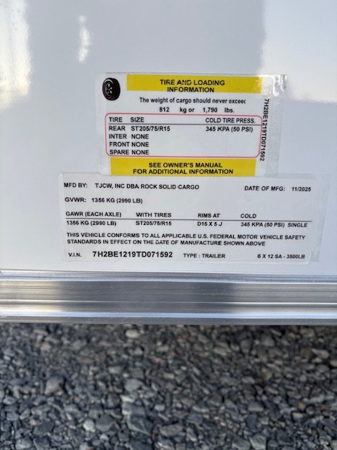 6'x12' Rock Solid Cargo Enclosed Cargo