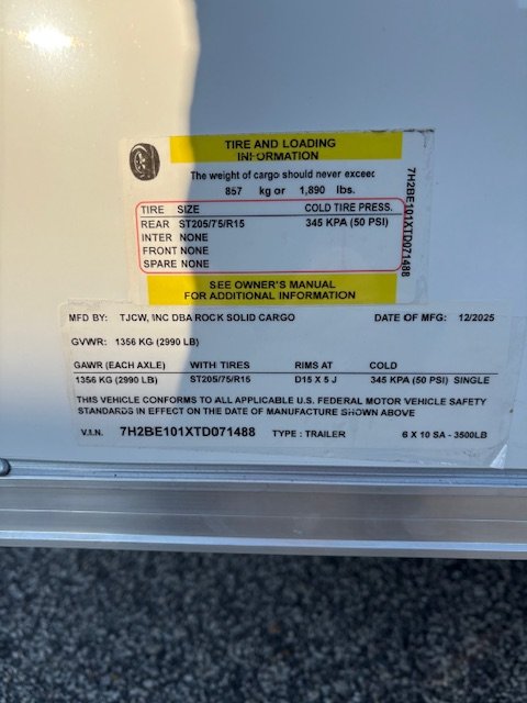 6'x10' Rock Solid Cargo Enclosed Cargo