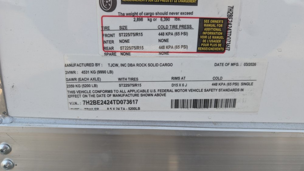 8.5'x24' Rock Solid Cargo Enclosed Cargo