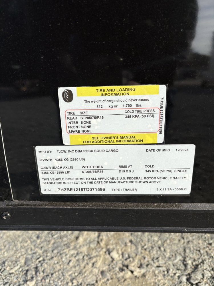 6'x12' Rock Solid Cargo Enclosed Cargo