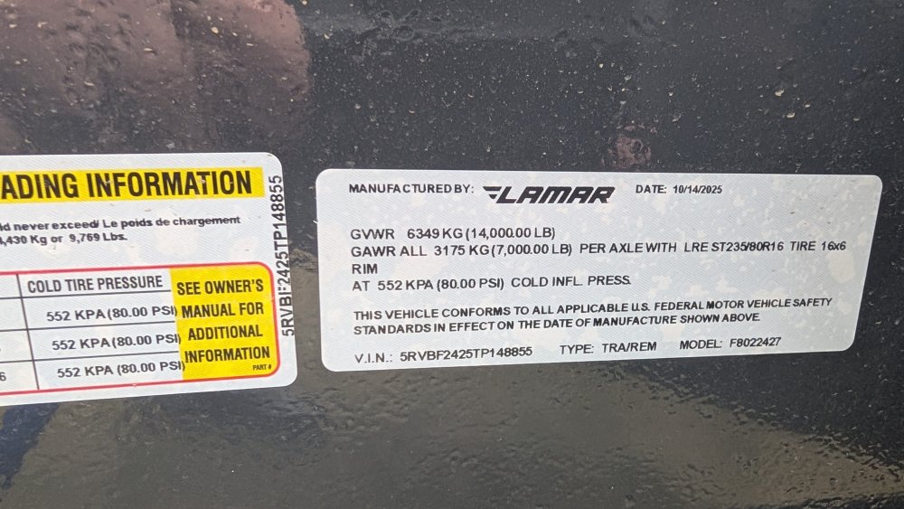 102"x24' LAMAR Equipment