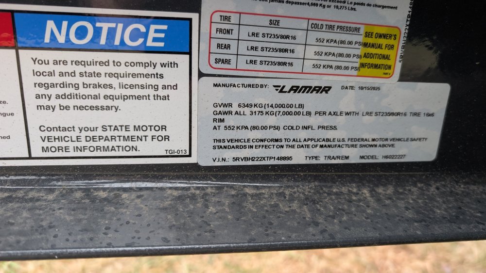 102"x22' LAMAR Equipment