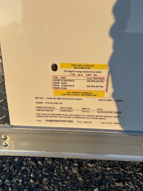 8' 6"x20' Rock Solid Cargo Enclosed Cargo