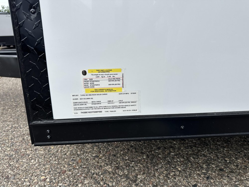 8.5'x16' Rock Solid Cargo Enclosed Cargo