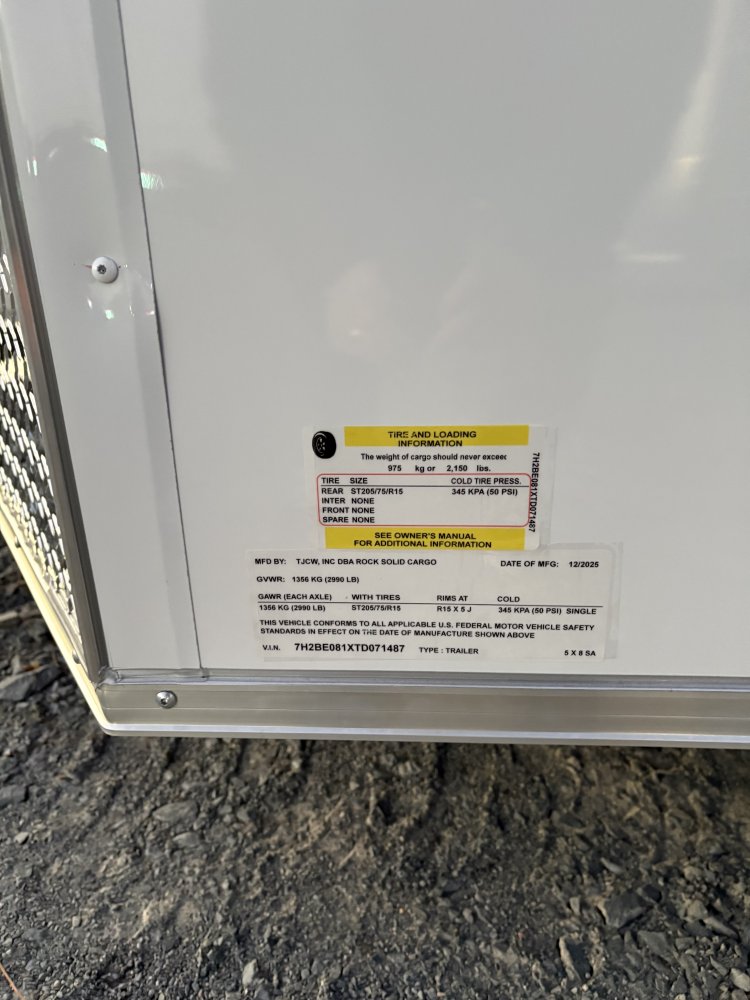 5'x8' Rock Solid Cargo Enclosed Cargo