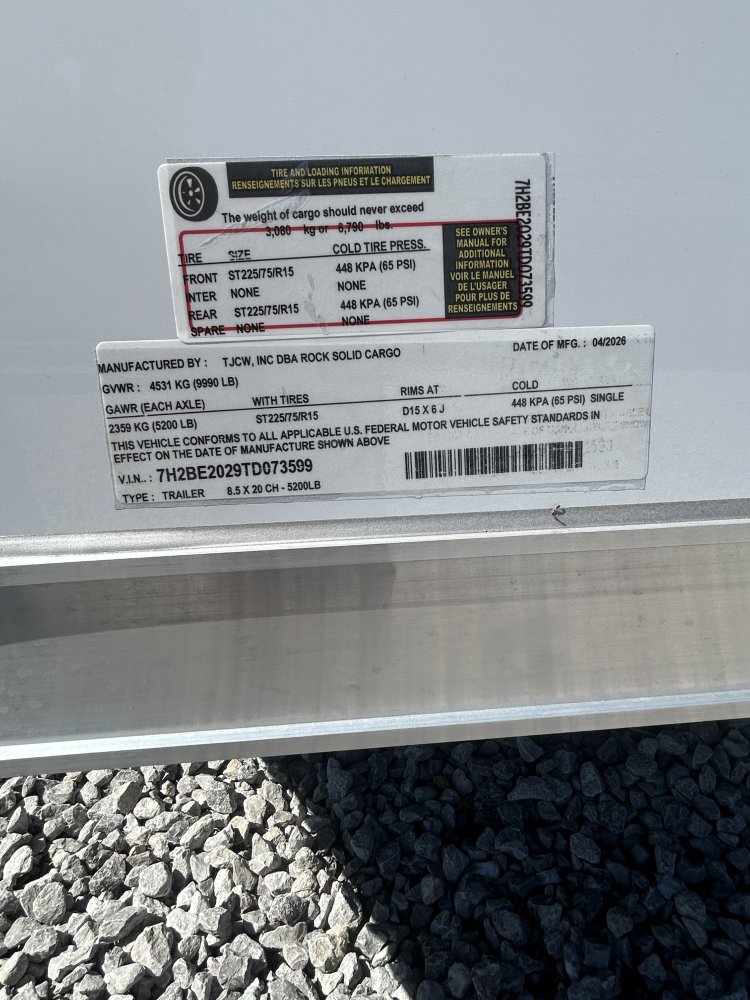 8' 6"x20' Rock Solid Cargo Enclosed Car Hauler