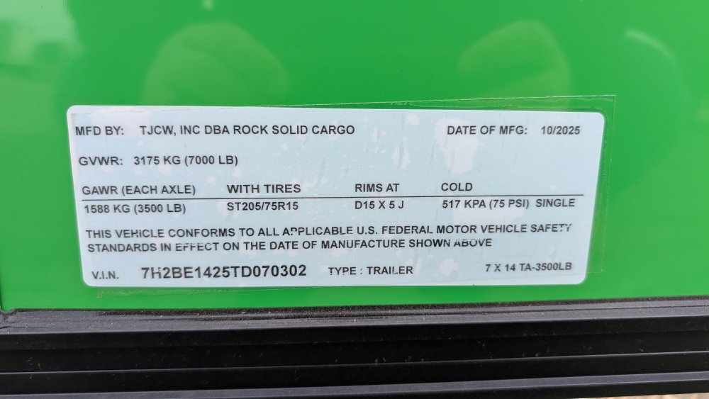 7'x14' Rock Solid Cargo Concession