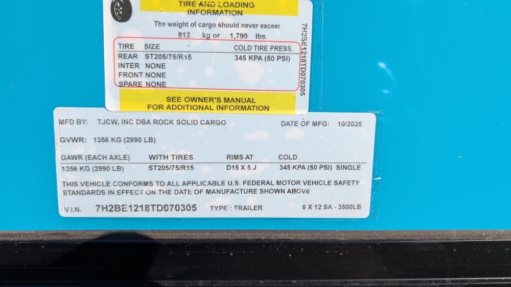 6'x12' Rock Solid Cargo Concession